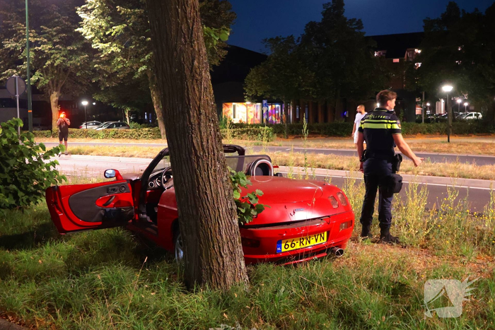Auto botst tegen boom na eenzijdig ongeval