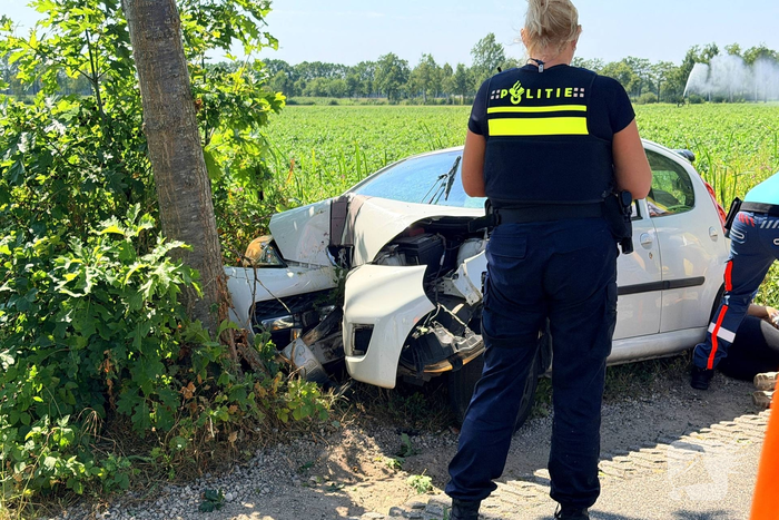 Automobiliste gewond na botsing tegen boom