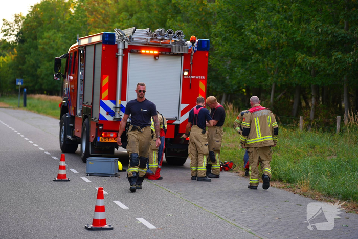 Brandweer maakt omgevallen boom klein