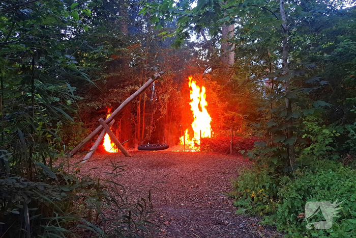 Flinke vlammen bij brand in bosschages