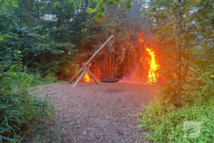 Flinke vlammen bij brand in bosschages