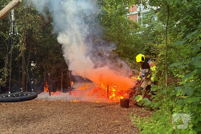 Flinke vlammen bij brand in bosschages