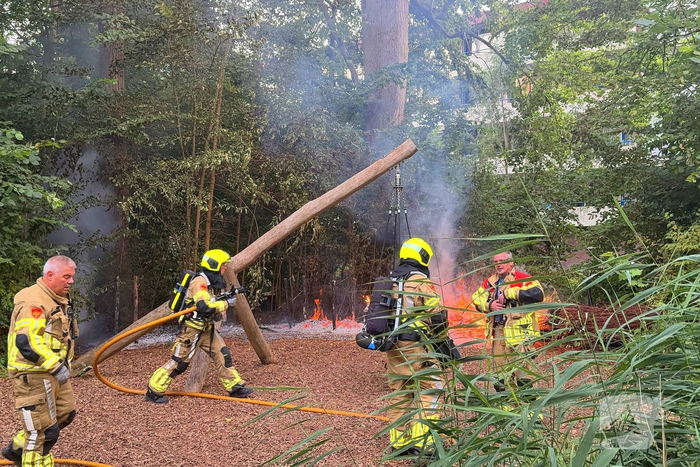 Flinke vlammen bij brand in bosschages