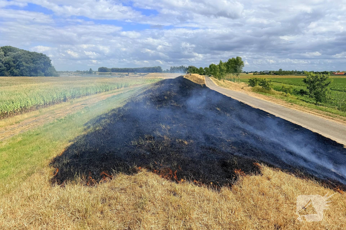 Grasbrand op dijk snel geblust