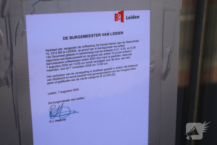 Coffeeshop drie maanden gesloten na meerdere overtredingen
