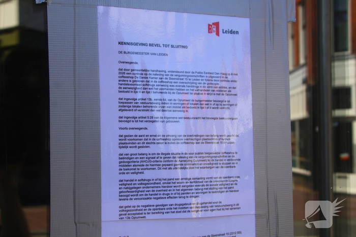 Coffeeshop drie maanden gesloten na meerdere overtredingen