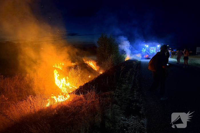 Brand in berm langs snelweg