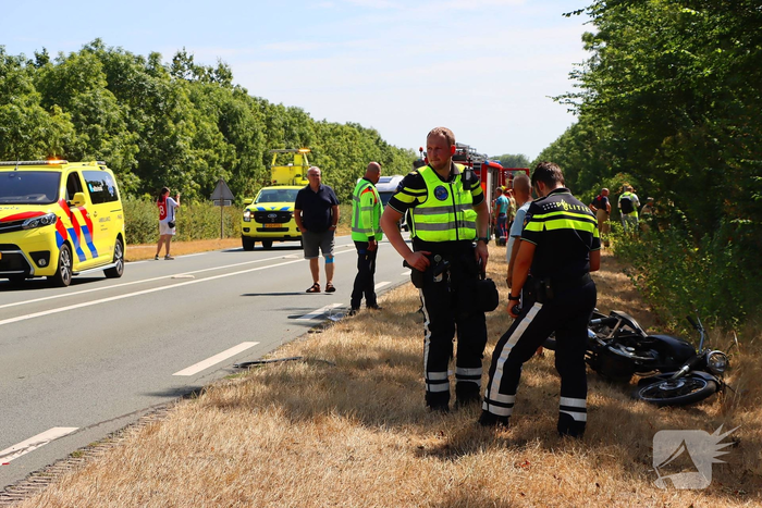 Motor en auto betrokken bij ongeval