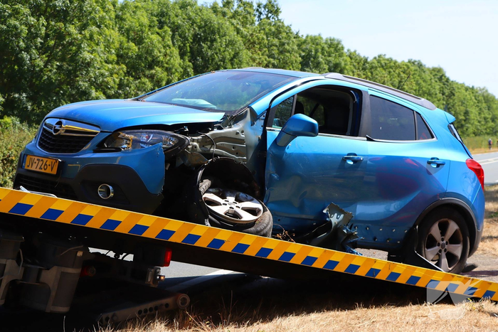 Motor en auto betrokken bij ongeval
