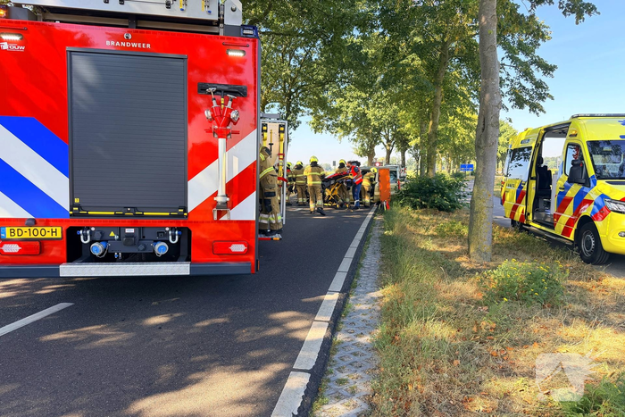 Auto botst tegen boom en bestuurster raakt bekneld