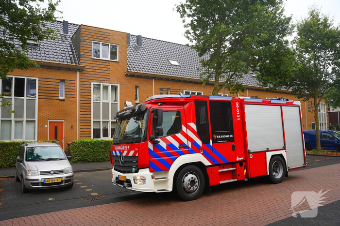 Kat vast onder zonnepanelen, brandweer in actie