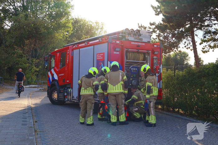 Smeulende boomstronk gedoofd