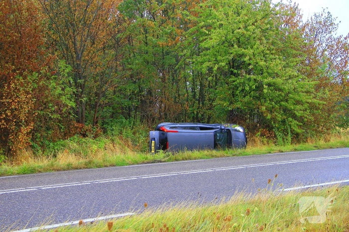 Auto vliegt uit de bocht en belandt in greppel