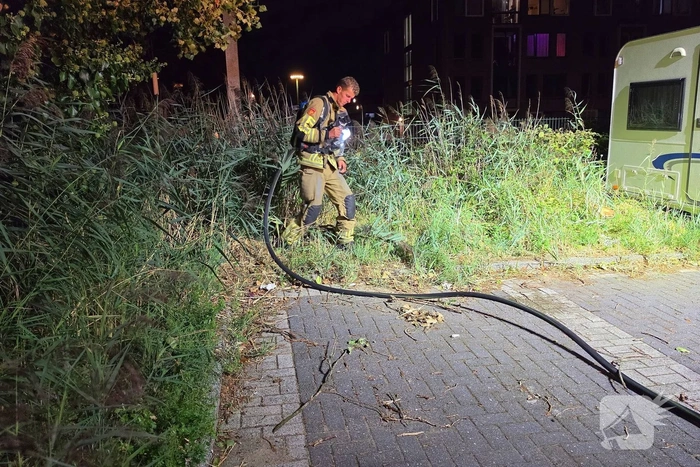 Brand in berm geblust door bewoners