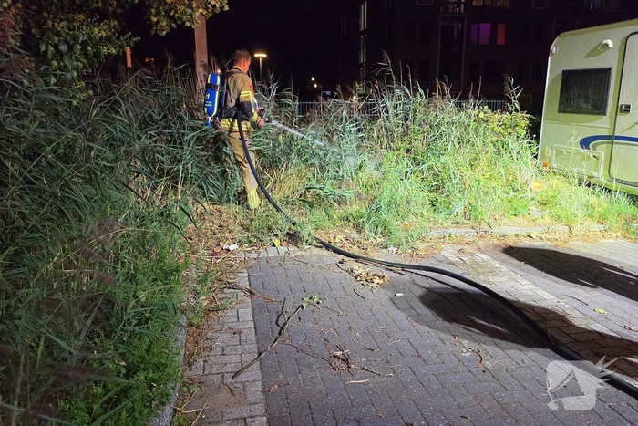 Brand in berm geblust door bewoners