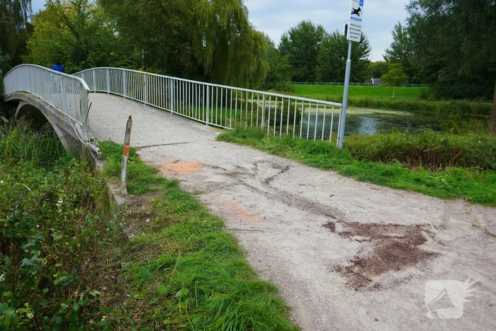 Auto botst tegen voetgangersbrug