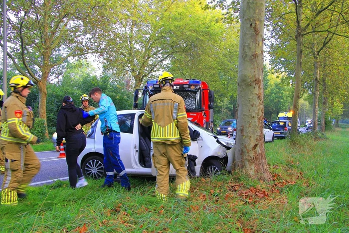 Auto botst tegen boom na slip