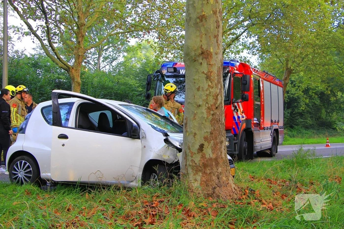 Auto botst tegen boom na slip