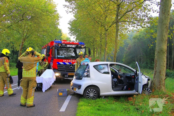 Auto botst tegen boom na slip