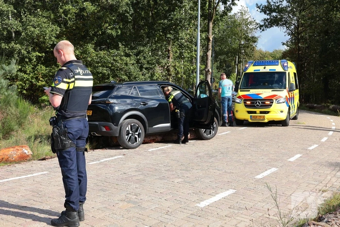 Auto botst op boomstammen na eenzijdig ongeval