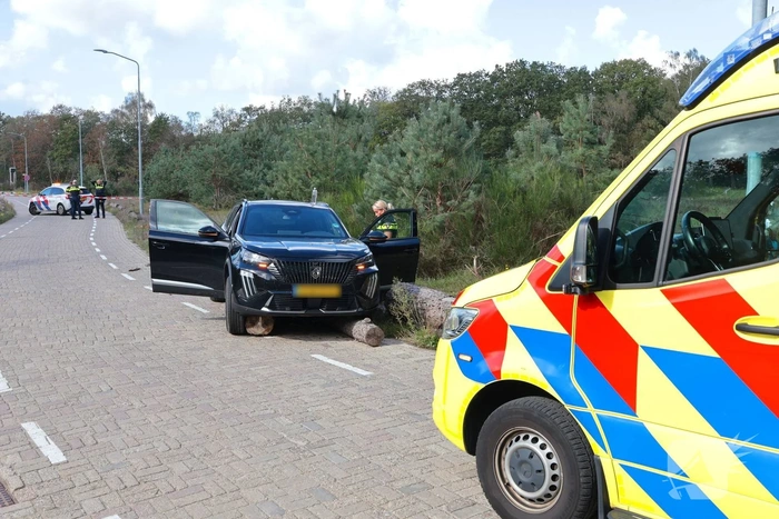 Auto botst op boomstammen na eenzijdig ongeval