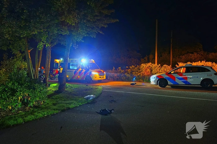 Busje botst tegen boom