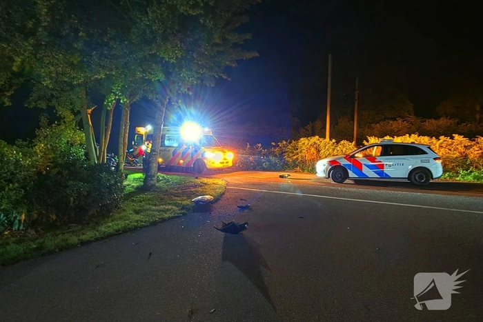 Busje botst tegen boom