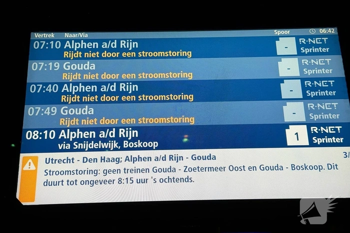 Treinverkeer gestremd door stroomstoring