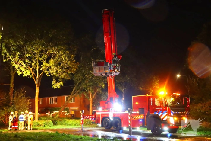 Boom valt tegen andere boom tijdens storm