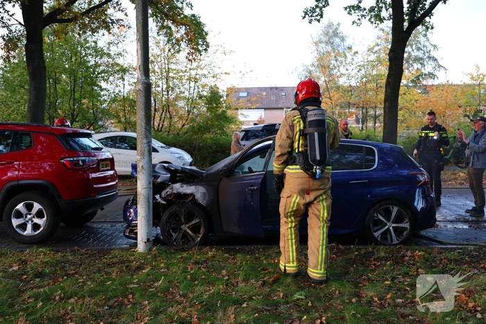 Geparkeerde auto vliegt in brand