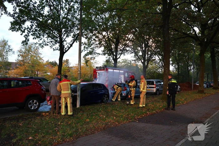 Geparkeerde auto vliegt in brand