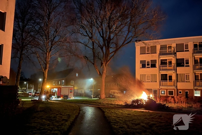 Brand in bult met kerstbomen