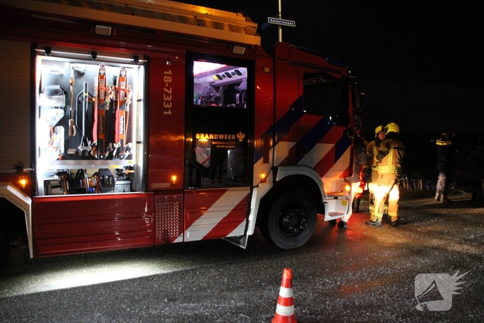 Auto belandt op de kop in het water