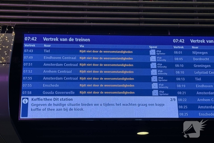 Landelijke treinuitval en problemen in het openbaar vervoer