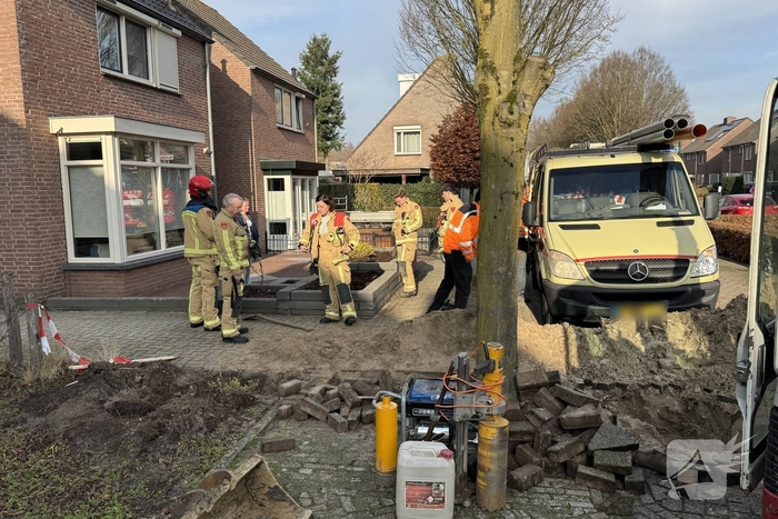 Gaslek gedicht tijdens graafwerkzaamheden