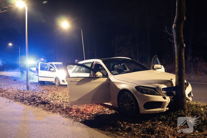 Auto botst tegen boom na uitwijkmaneuvre