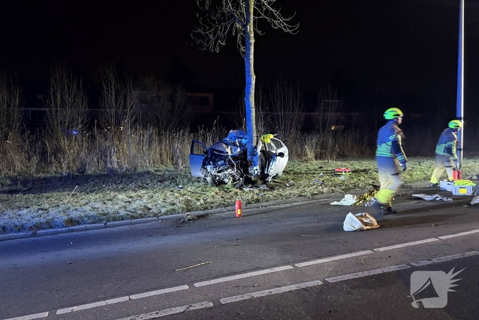 Auto botst tegen boom, drie personen gewond