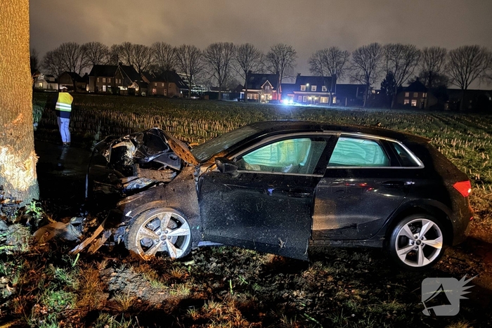 Ravage nadat auto tegen boom crasht