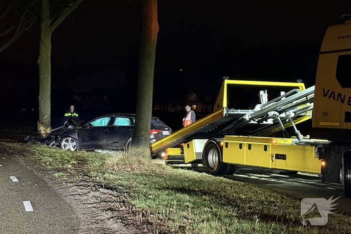 Ravage nadat auto tegen boom crasht