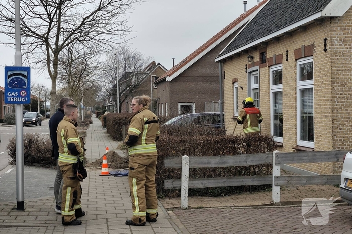 Gasleiding geraakt tijdens werkzaamheden