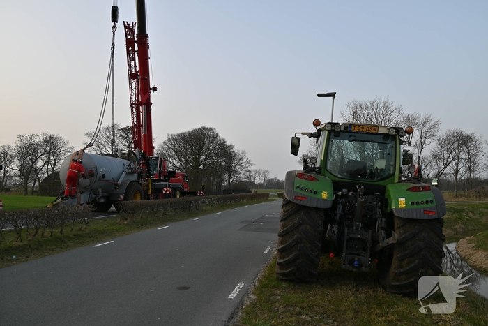 Eenzijdig ongeval met giertank op provinciale weg