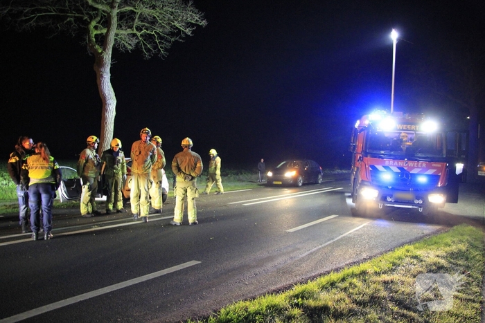Bestuurder zwaargewond bij aanrijding met boom