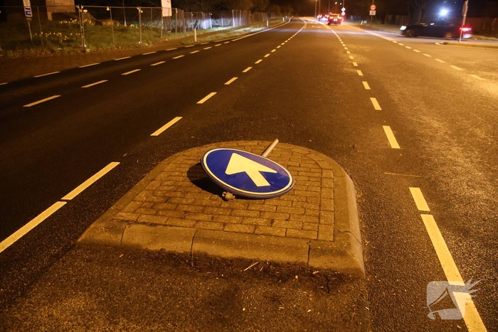 Bestuurder botst tegen verkeersbord