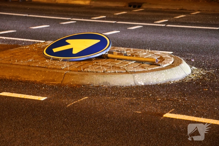 Bestuurder botst tegen verkeersbord