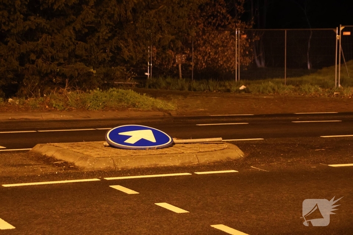Bestuurder botst tegen verkeersbord