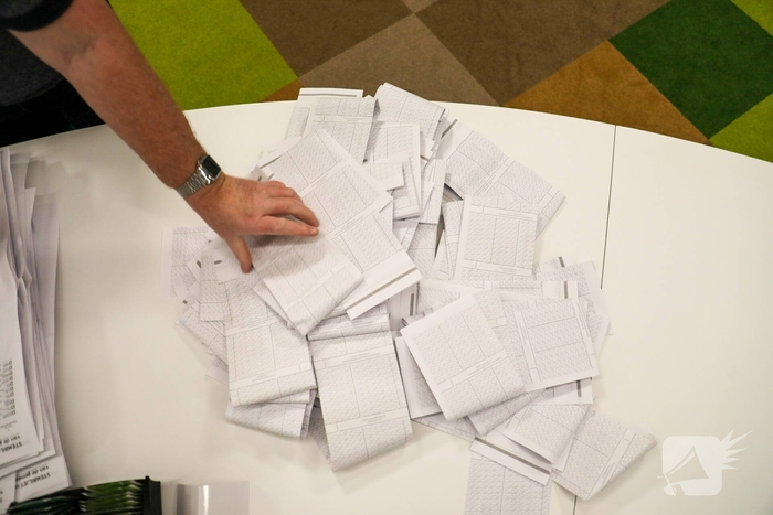 Tellen van stemmen in gemeentehuis