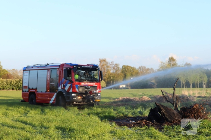 Buitenbrand in weiland geblust