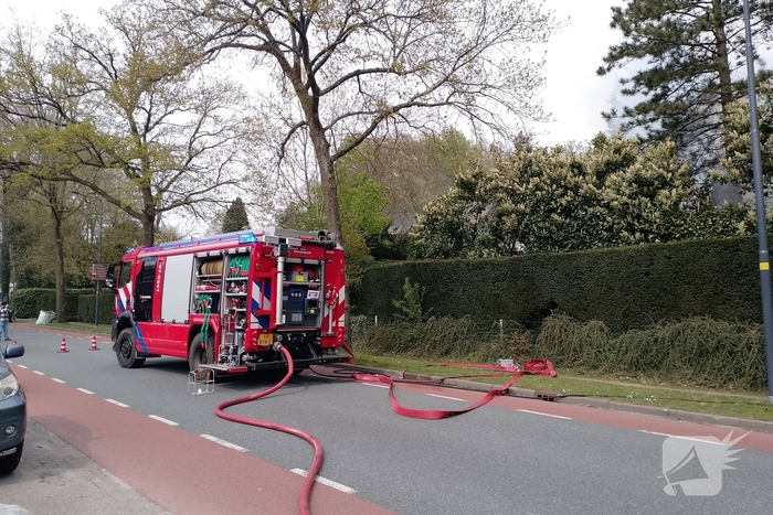 Grote coniferenhaag vliegt in brand
