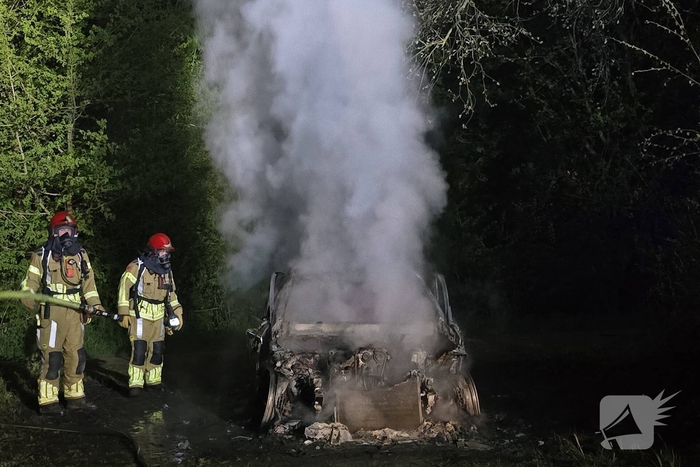 Autobrand in bosgebied volledig verwoest