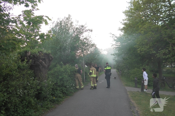 Brand in berm en boom bestreden door brandweer